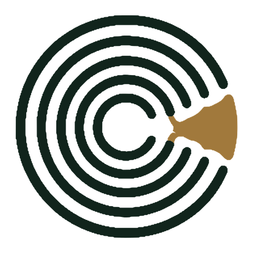 Graft logo — tree rings with a gold graft wedge